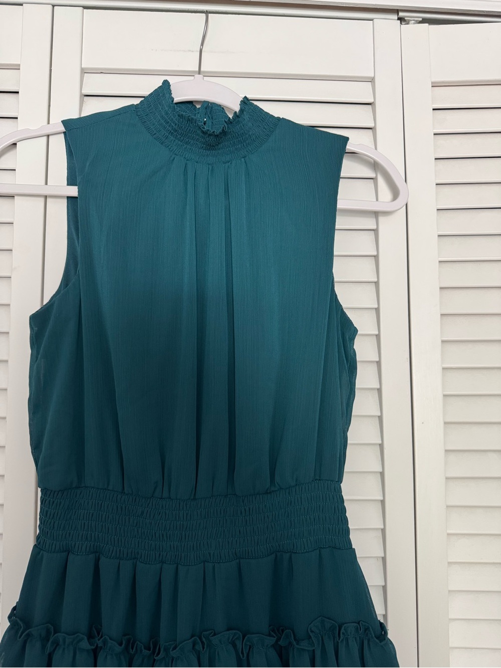 1. State Dark Teal Sleeveless Smocked Tiered Mini Party Dress Sz S - Picture 3 of 5